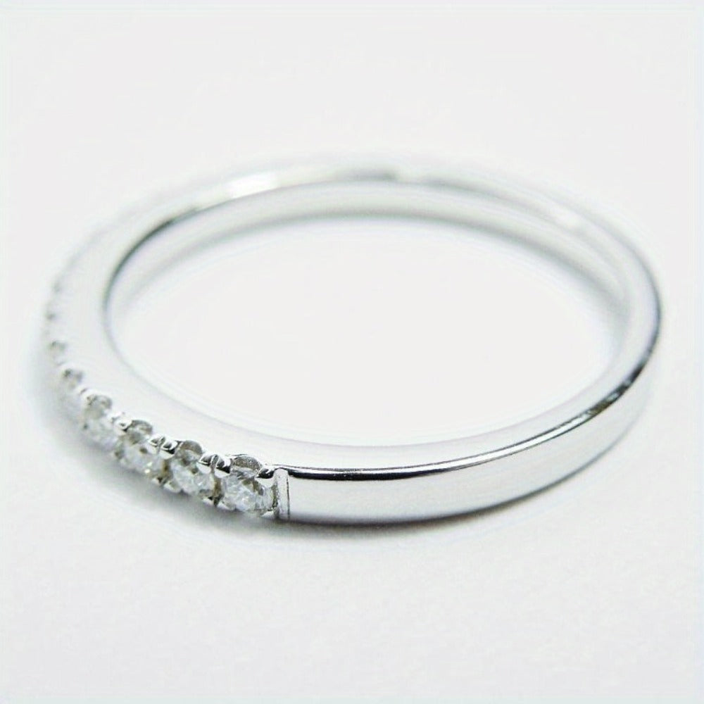 Rings for Women - Moissanite Wedding Band 925 Sterling Silver 0.1 Carat Round Cut Ring - product detail view 2