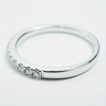 Rings for Women - Moissanite Wedding Band 925 Sterling Silver 0.1 Carat Round Cut Ring - product detail view 2