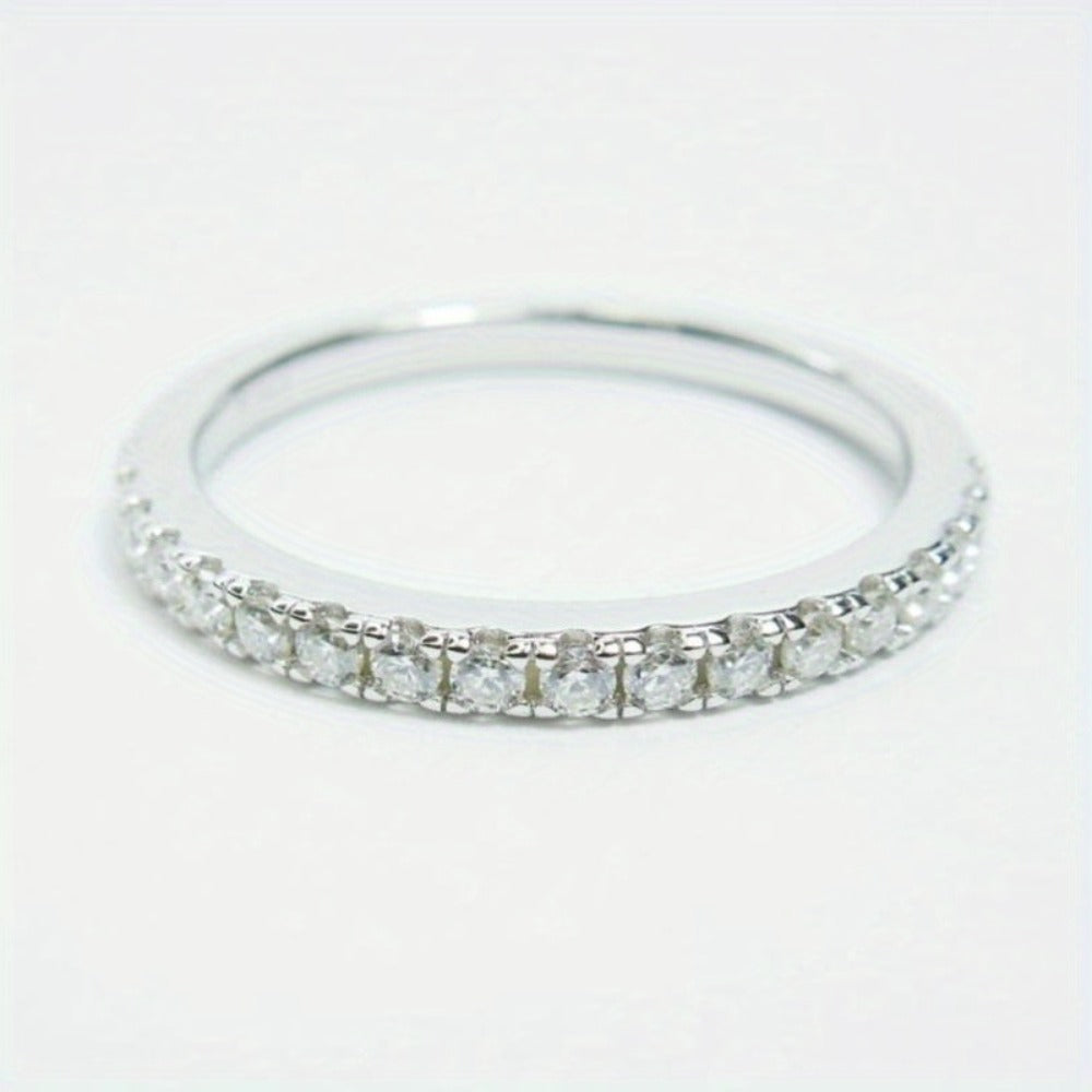 Rings for Women - Moissanite Wedding Band 925 Sterling Silver 0.1 Carat Round Cut Ring - product detail view 3