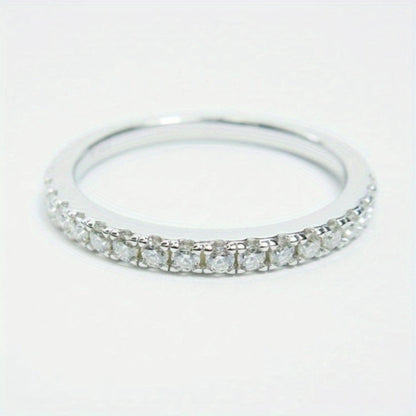 Rings for Women - Moissanite Wedding Band 925 Sterling Silver 0.1 Carat Round Cut Ring - product detail view 3