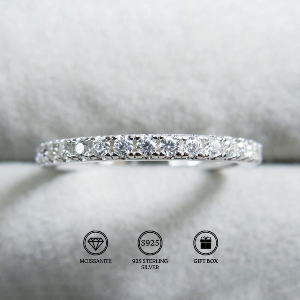 Rings for Women - Moissanite Wedding Band 925 Sterling Silver 0.1 Carat Round Cut Ring - product detail view 7