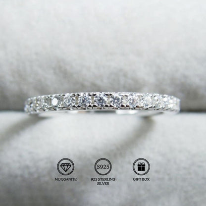 Rings for Women - Moissanite Wedding Band 925 Sterling Silver 0.1 Carat Round Cut Ring - product detail view 7
