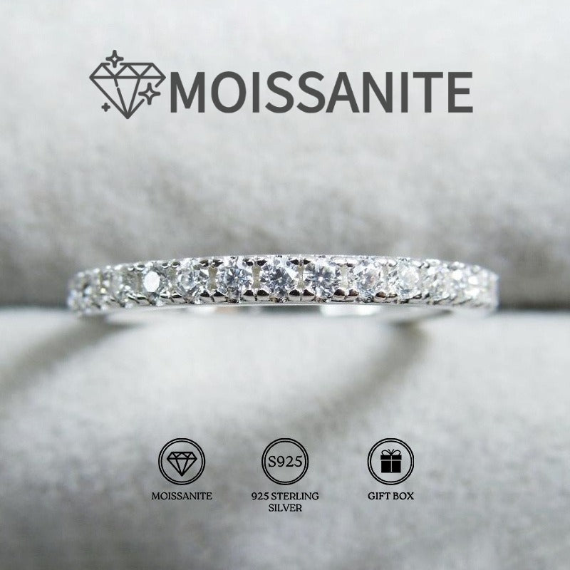 Rings for Women - Moissanite Wedding Band 925 Sterling Silver 0.1 Carat Round Cut Ring - product detail view 8