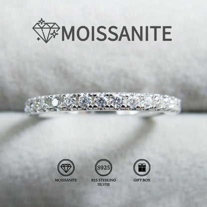 Rings for Women - Moissanite Wedding Band 925 Sterling Silver 0.1 Carat Round Cut Ring - product detail view 8