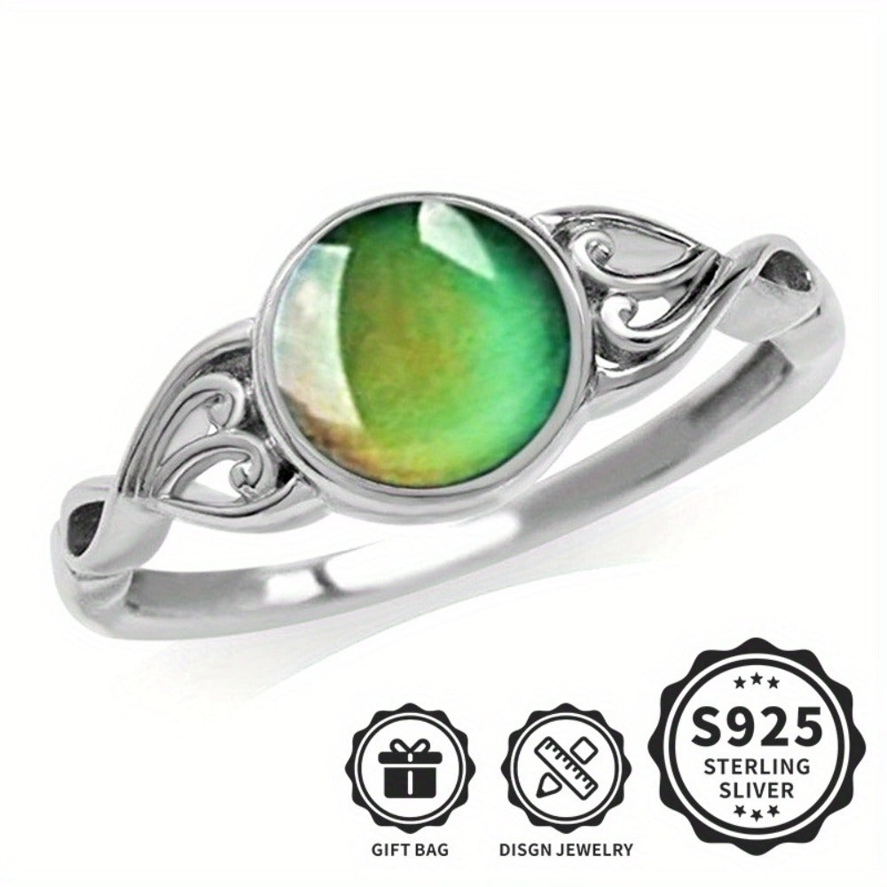 Rings for Women - Mood Ring 925 Sterling Silver - Temperature Sensitive Color Changing Ring - product detail view 3