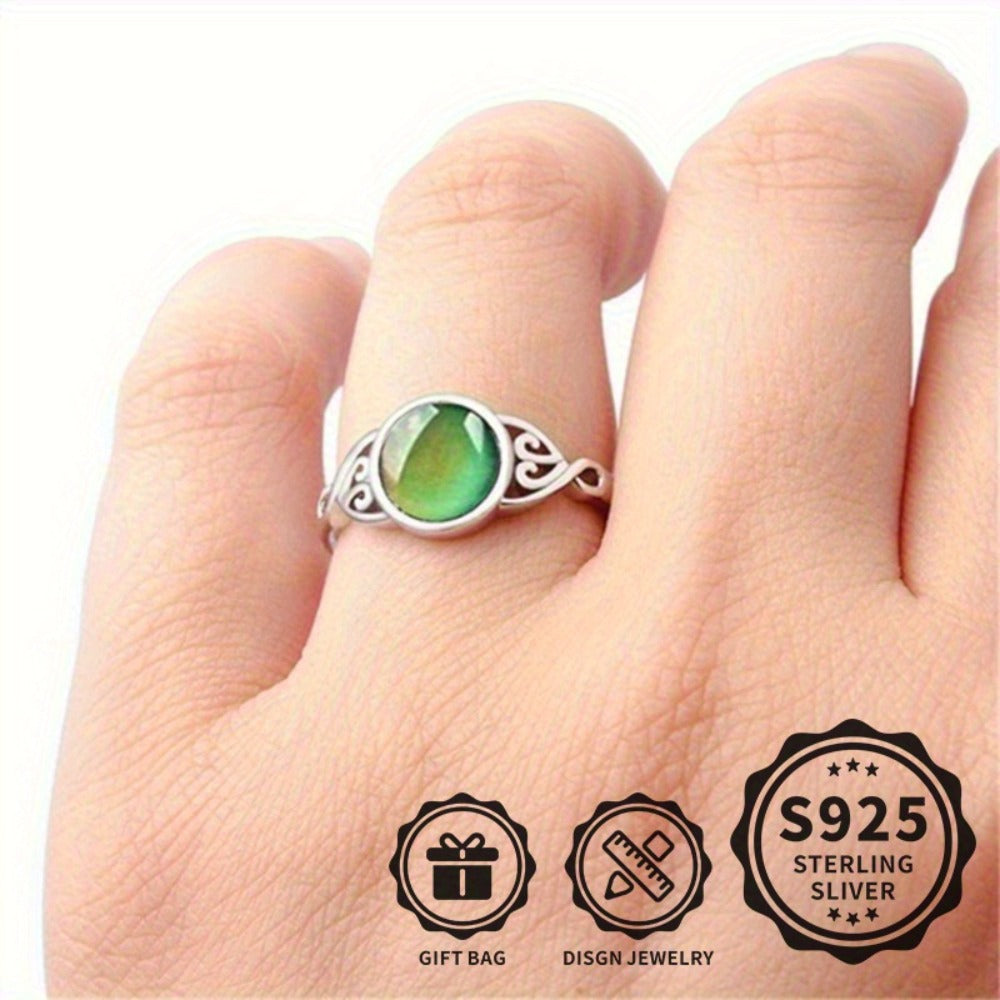 Rings for Women - Mood Ring 925 Sterling Silver - Temperature Sensitive Color Changing Ring - product detail view 4