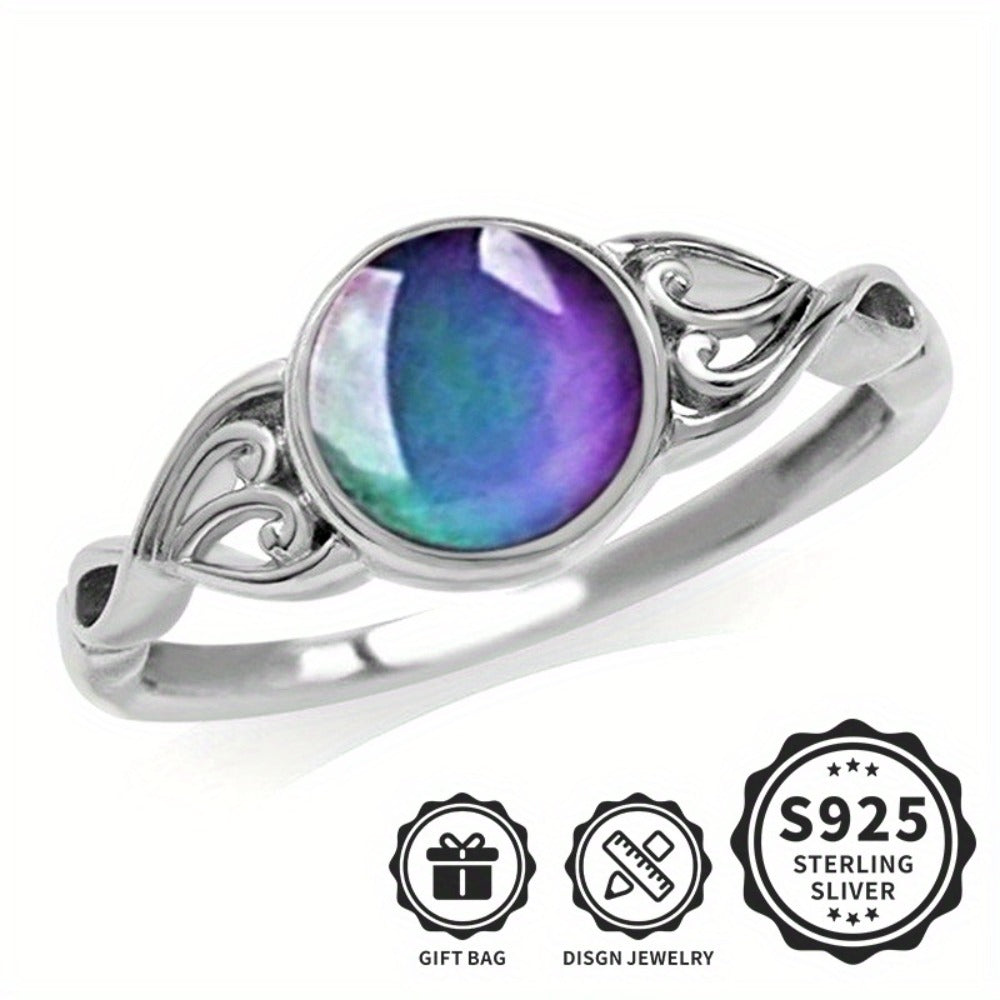 Rings for Women - Mood Ring 925 Sterling Silver - Temperature Sensitive Color Changing Ring - product detail view 5