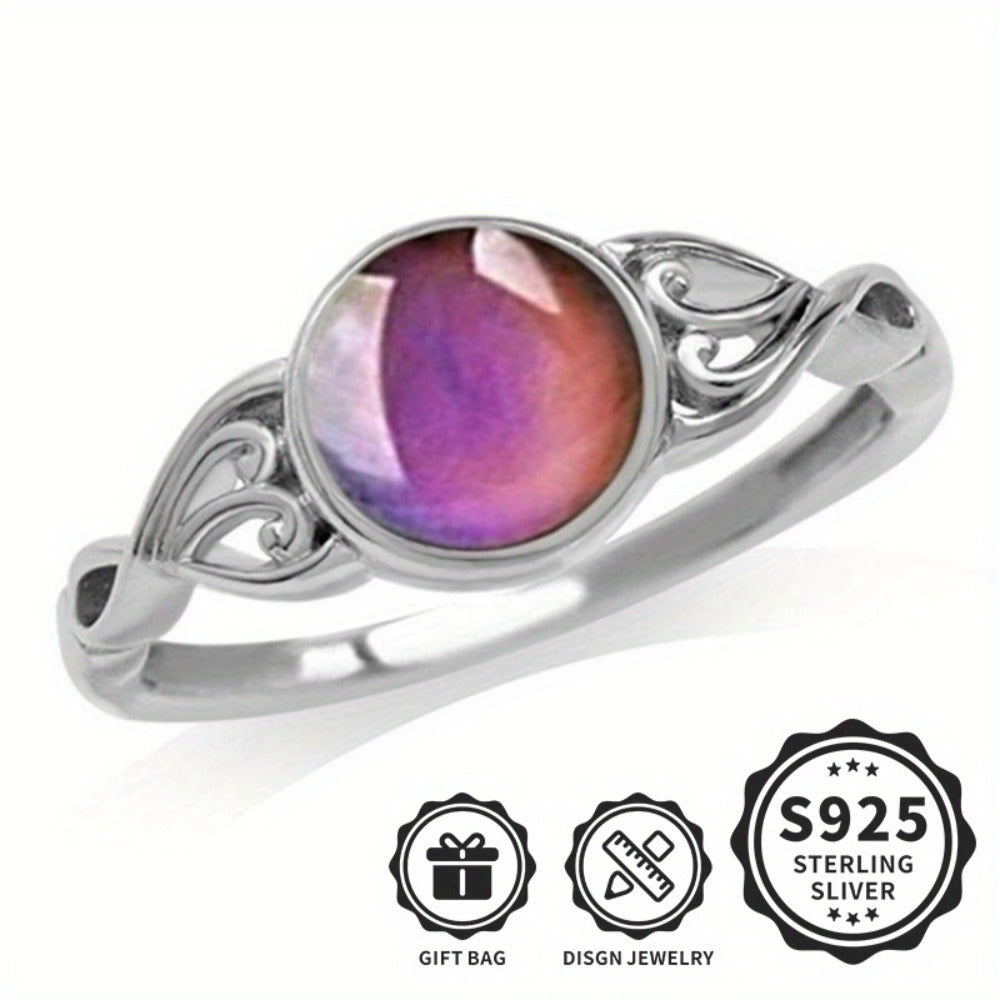 Rings for Women - Mood Ring 925 Sterling Silver - Temperature Sensitive Color Changing Ring - product detail view 6