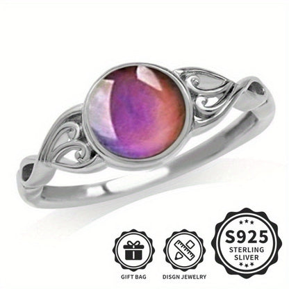 Rings for Women - Mood Ring 925 Sterling Silver - Temperature Sensitive Color Changing Ring - product detail view 6