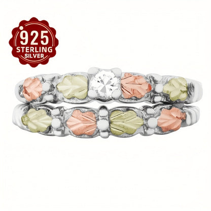Rings for Women - S925 Sterling Silver Leaf Ring with Cubic Zirconia Inlay 's Elegant - product detail view 5