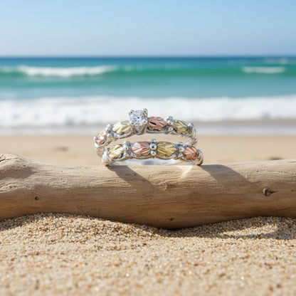 Rings for Women - S925 Sterling Silver Leaf Ring with Cubic Zirconia Inlay 's Elegant - product detail view 6