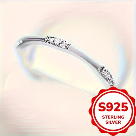 Rings for Women - Zirconia Ring 925 Sterling Silver Thin Simple Ring for - Elegant Inlaid - product detail view 2