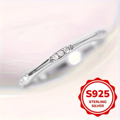 Rings for Women - Zirconia Ring 925 Sterling Silver Thin Simple Ring for - Elegant Inlaid - product detail view 3