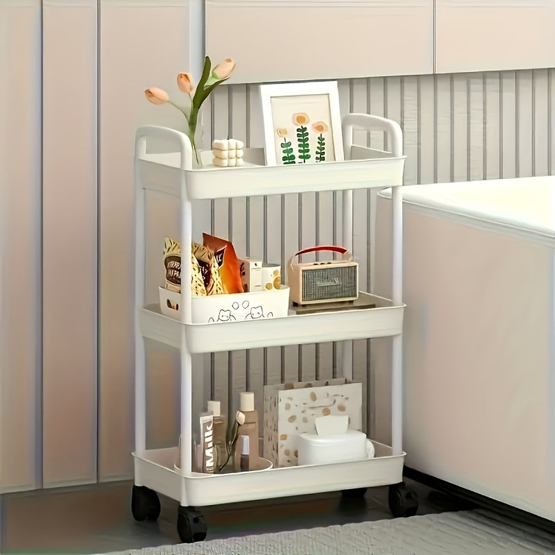 Bathroom Storage Cart shown in the White, 3 Tiers option