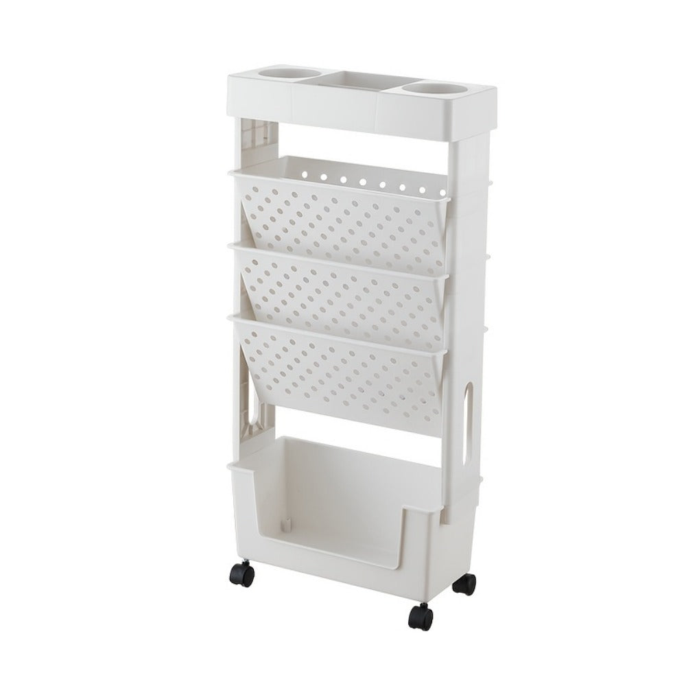 Rolling Bookshelf with Rolling Wheels, Freestanding Bookcase detail image