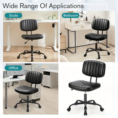 Rolling Faux Leather Desk Chair with Memory Foam and Armrests for Living Room detail image - detail view 10