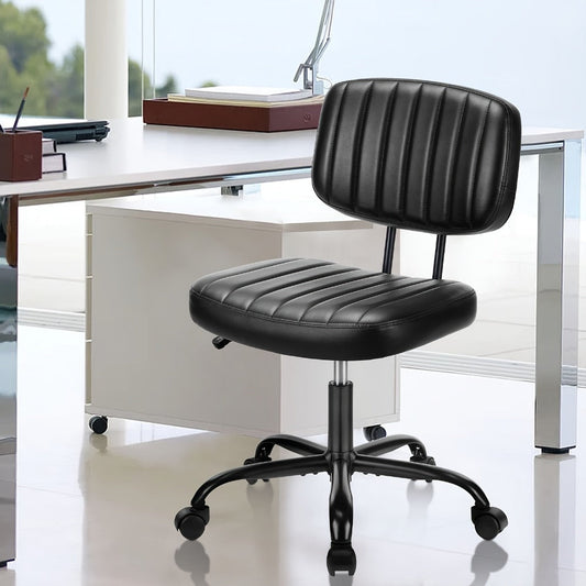 Desk Chair, Armless Small with Memory Foam Seat - PU Leather Rolling Task Chair with Low shown in the main product view