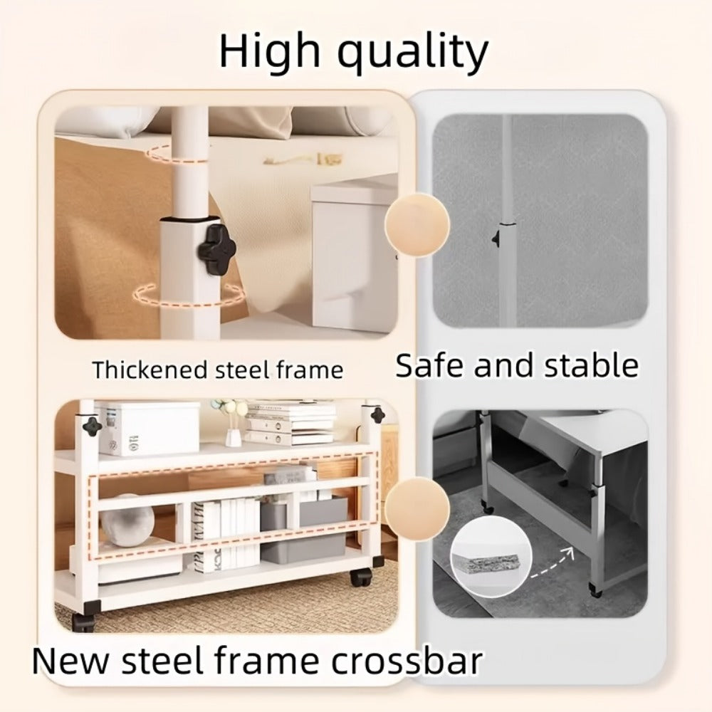 Rolling Laptop Desk with Adjustable Height and Rolling Wheels for Bedroom detail image - detail view 4