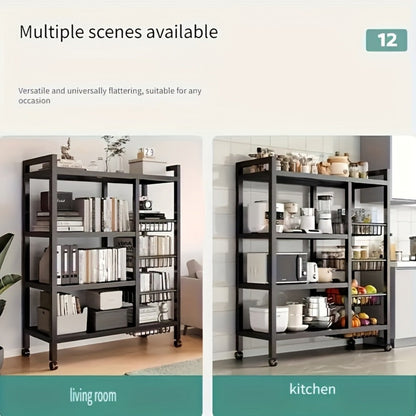 Rolling Metal Baker'S Rack with Adjustable Shelves and Mesh Storage Shelf for Kitchen detail image - detail view 6