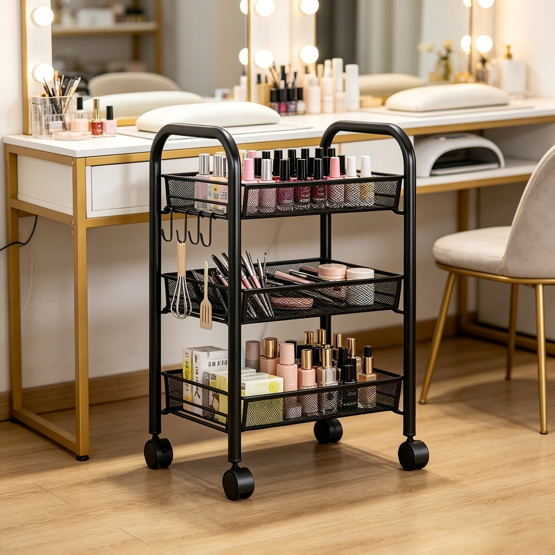 Kitchen Storage Cart shown in the 3-Tier Mobile Storage Rack option
