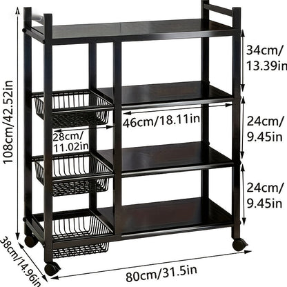 Kitchen Storage Cart shown in the Four Layers 3 Mesh option
