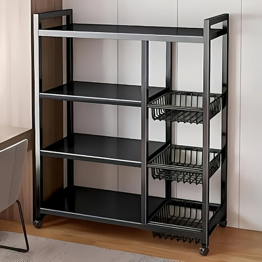 Kitchen Storage Cart, Rolling Metal Storage Rack with Wire Baskets, Adjustable Mobile on shown in the main product view