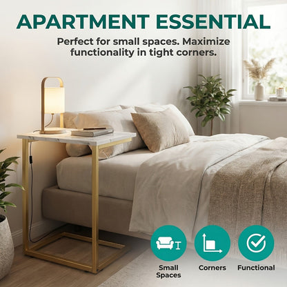 Rolling Metal Side Table with Remote Control, Living Room End Table detail image - detail view 11