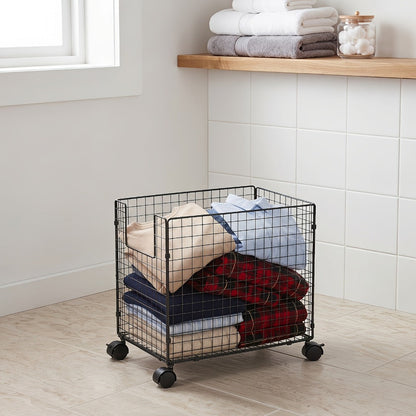 Rolling Metal Storage Basket with Rolling Wheels for Bathroom detail image