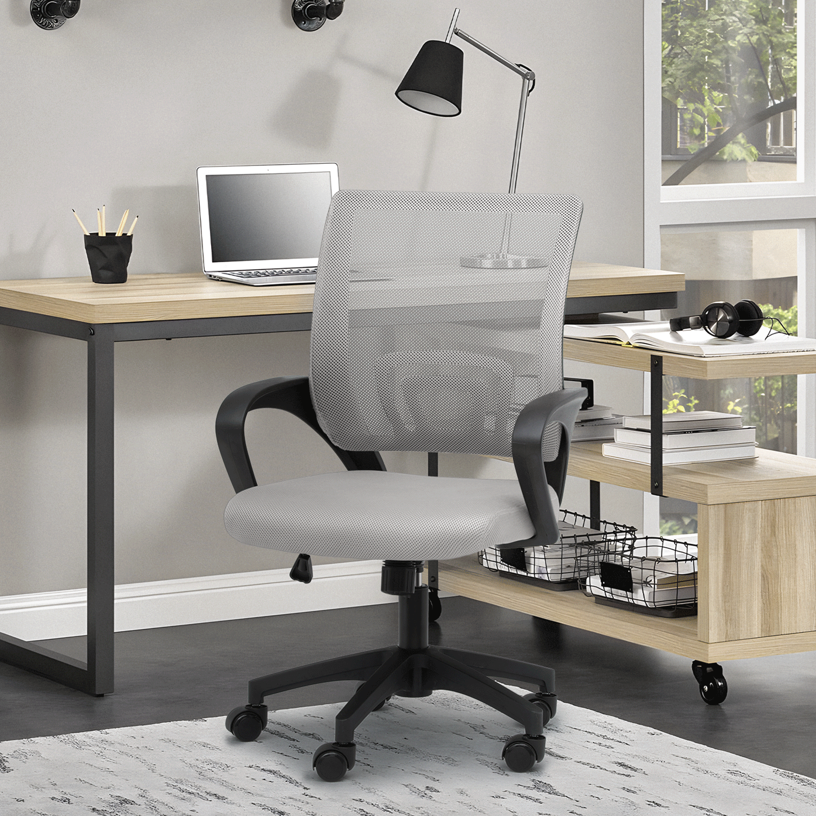 Rolling Office Chair with Armrests and Padded Seat for Home Office detail image - detail view 22
