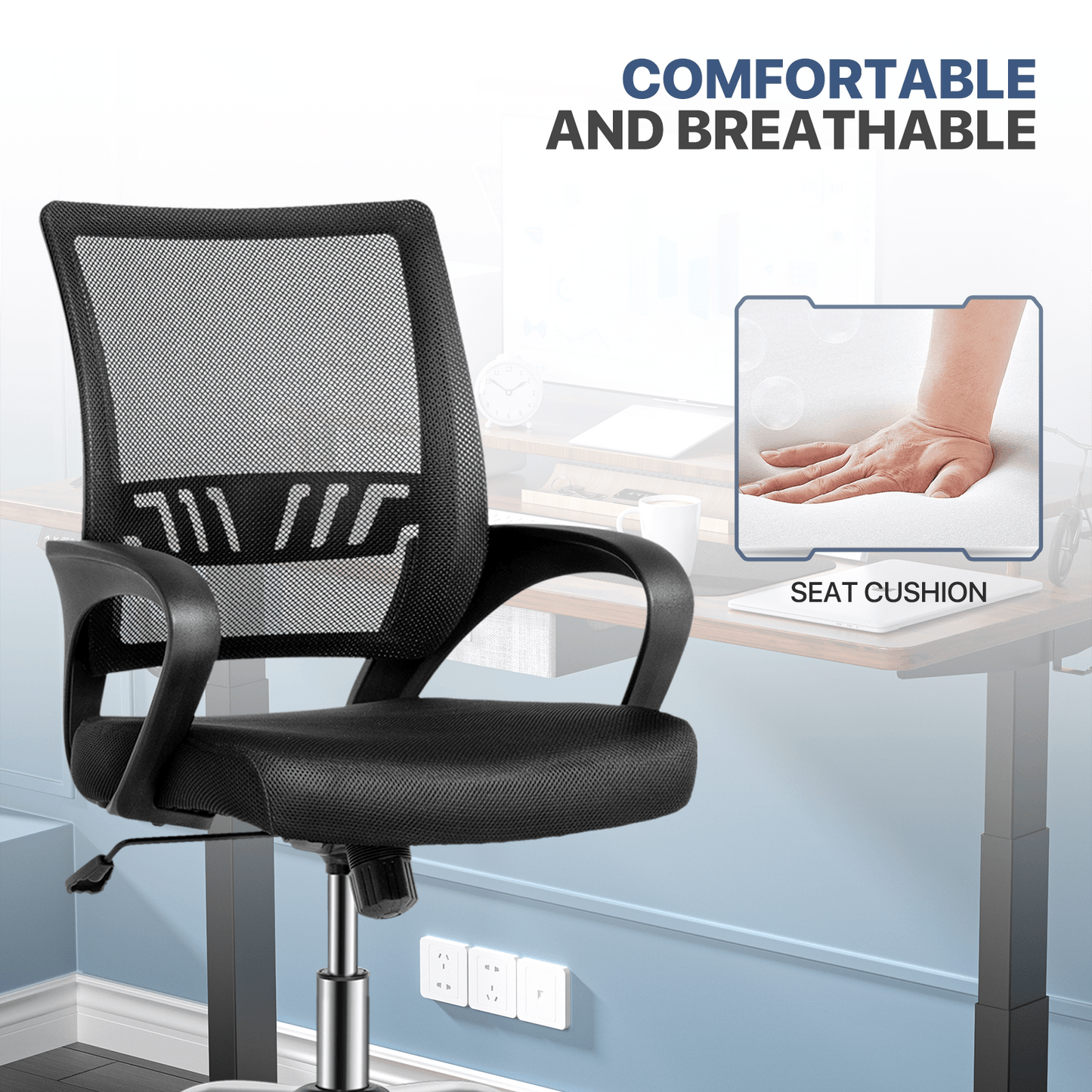 Rolling Office Chair with Armrests and Padded Seat for Home Office detail image - detail view 29