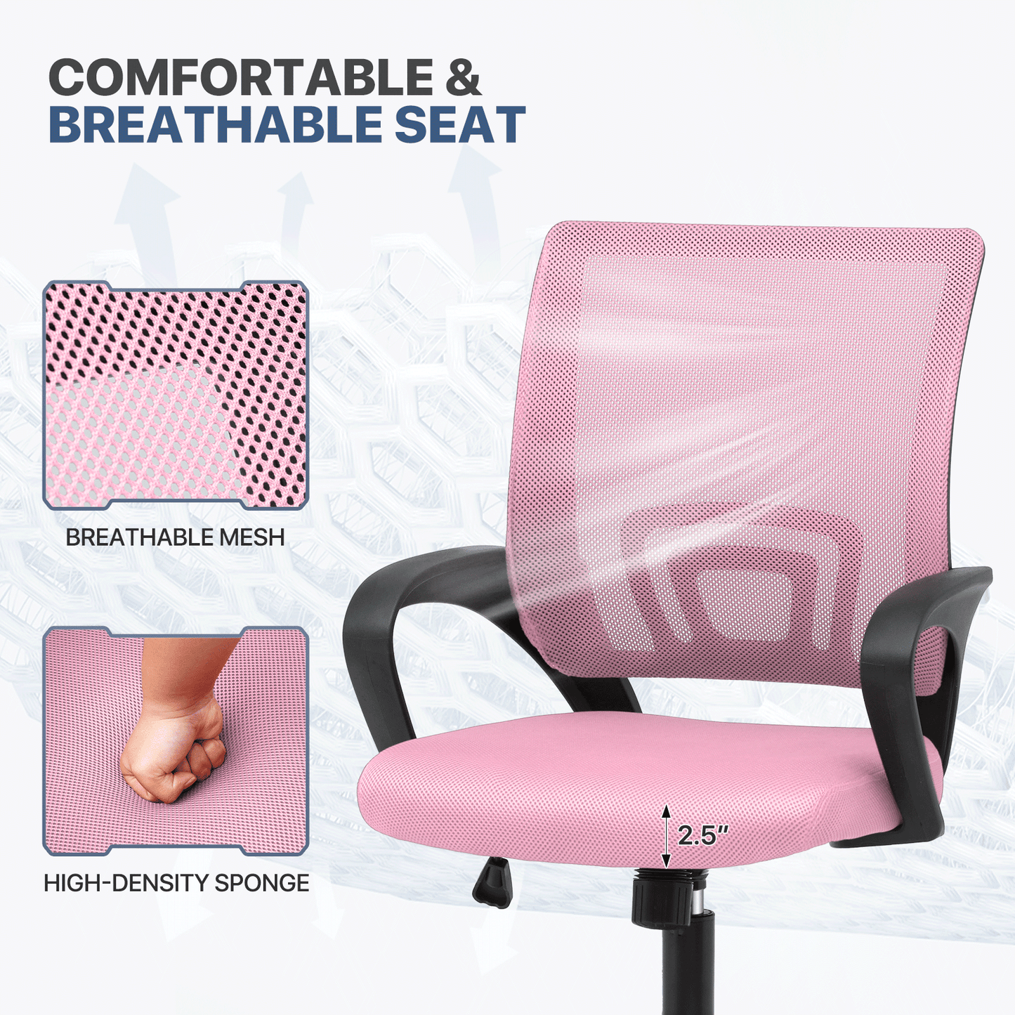 Rolling Office Chair with Armrests and Padded Seat for Home Office detail image - detail view 49