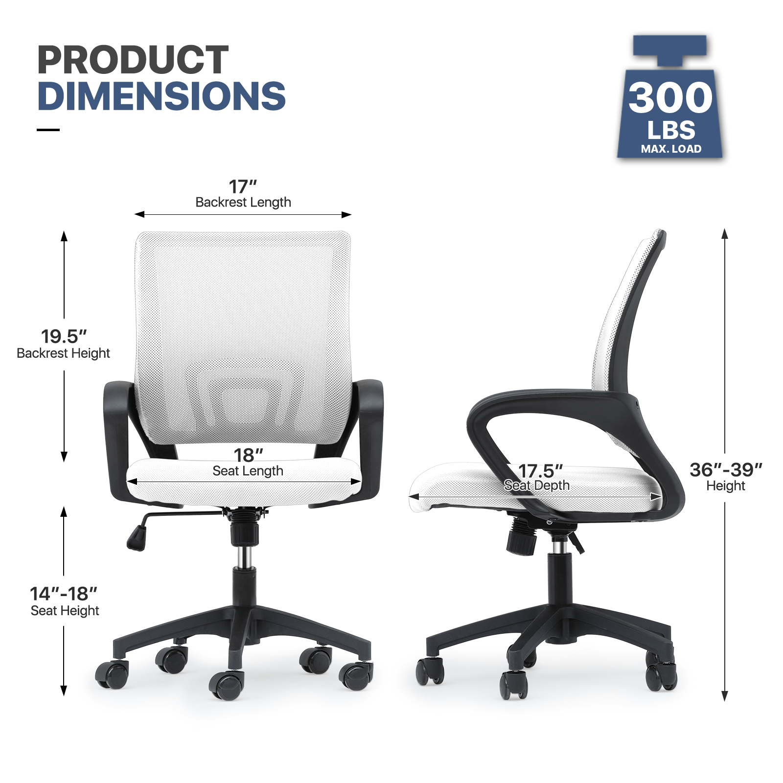 Rolling Office Chair with Armrests and Padded Seat for Home Office detail image - detail view 4