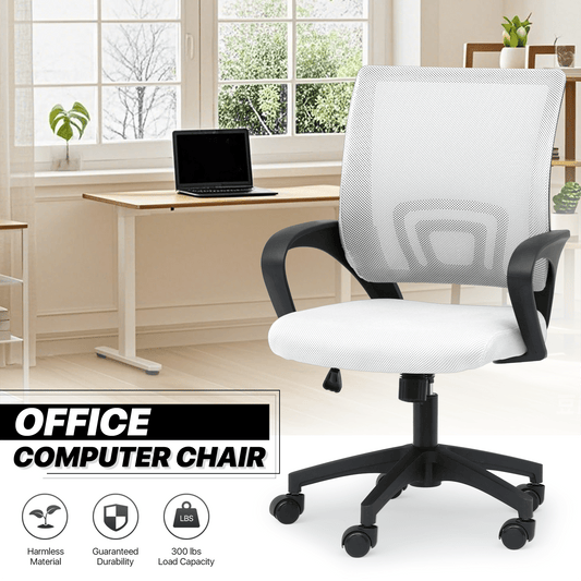 Office Chair, Mid Back Mesh with Padded Seat & Armrests - Ergonomic Breathable Rolling shown in the main product view