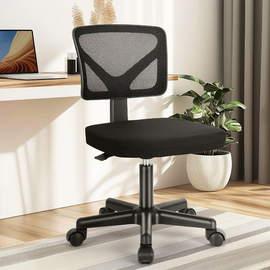 Office Chair, Low Back Mesh Armless with Lumbar Support - Swivel Rolling Computer Chair shown in the main product view