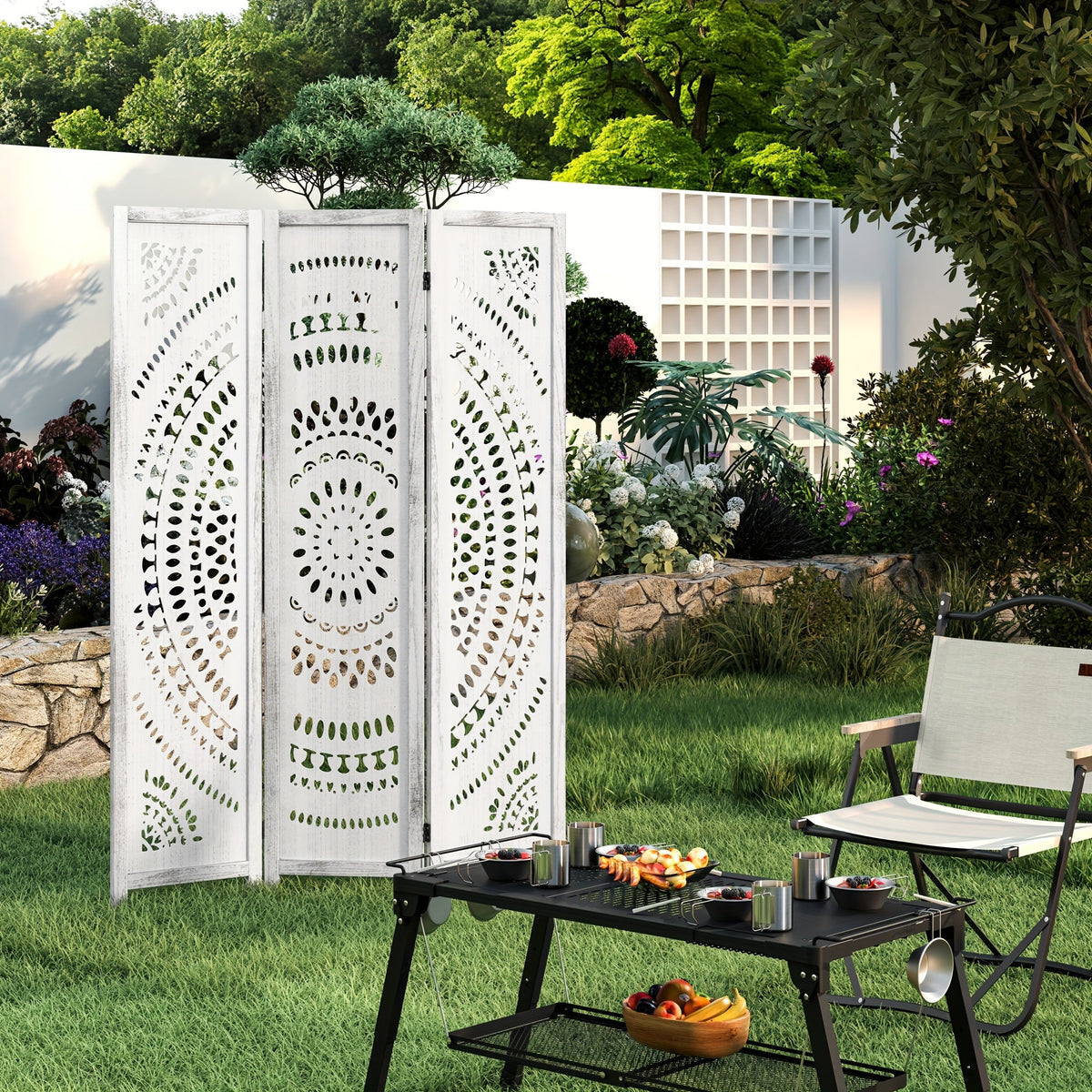 Room Divider shown in the Antique White, 3 Panels option