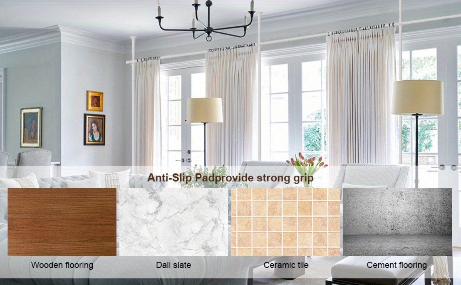 Room Divider Rod with Tool-Free Assembly and Added Privacy for Living Room detail image - detail view 9