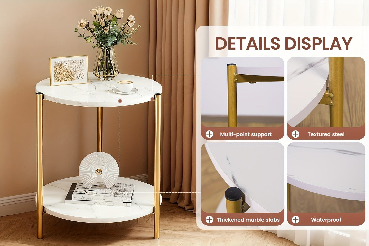 Round Coffee Table, Modern Accent Table for Work, Display, and Everyday Use detail image - detail view 9
