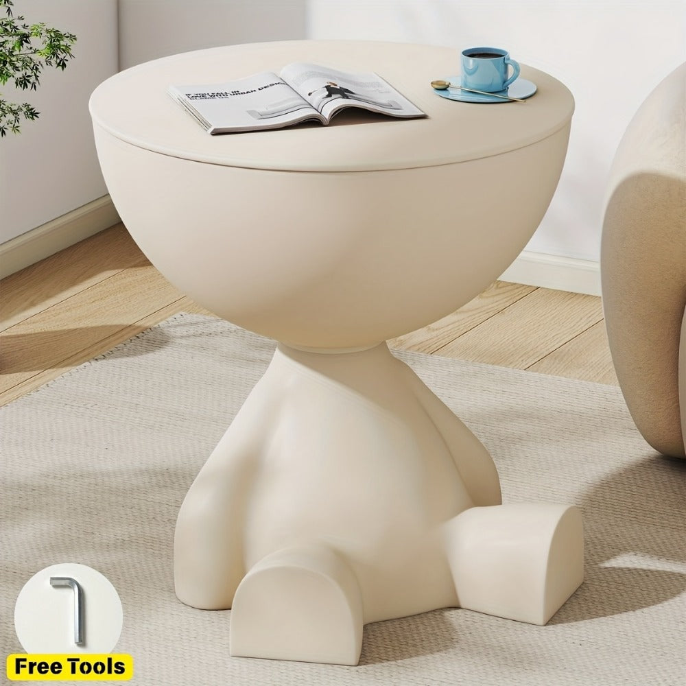 Round End Table with Hidden Storage, Small Sofa Side Table for Living Room detail image - detail view 15