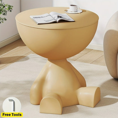 Round End Table with Hidden Storage, Small Sofa Side Table for Living Room detail image - detail view 17