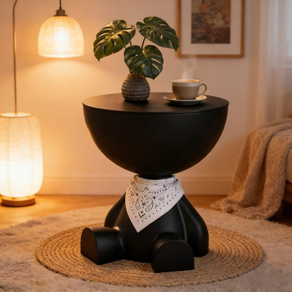 Round End Table with Hidden Storage, Small Sofa Side Table for Living Room detail image - detail view 3
