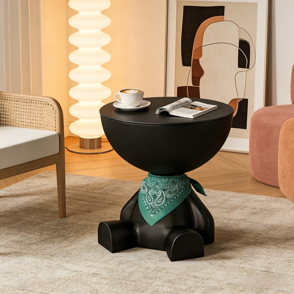 Round End Table with Hidden Storage, Small Sofa Side Table for Living Room detail image - detail view 5