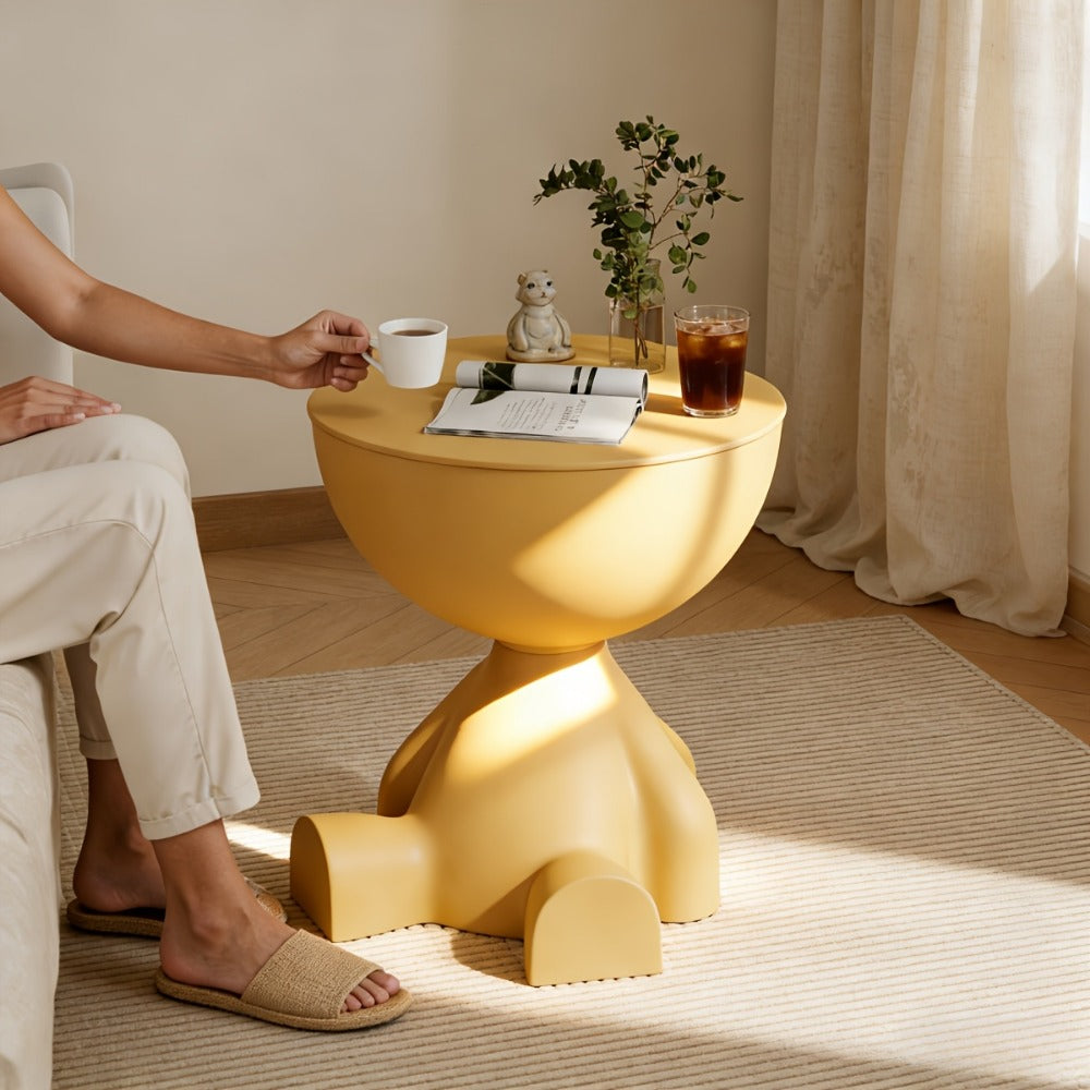 Round End Table with Hidden Storage, Small Sofa Side Table for Living Room detail image - detail view 6