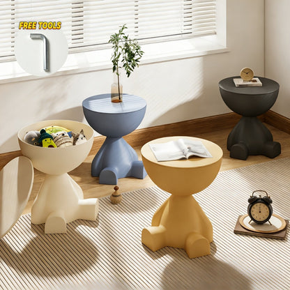 Round End Table with Hidden Storage, Small Sofa Side Table for Living Room detail image - detail view 8