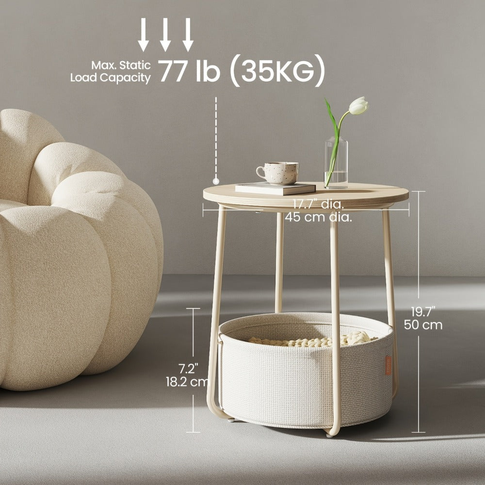 Round Fabric Side Table, Bedside End Table for Work, Display, and Everyday Use detail image - detail view 3