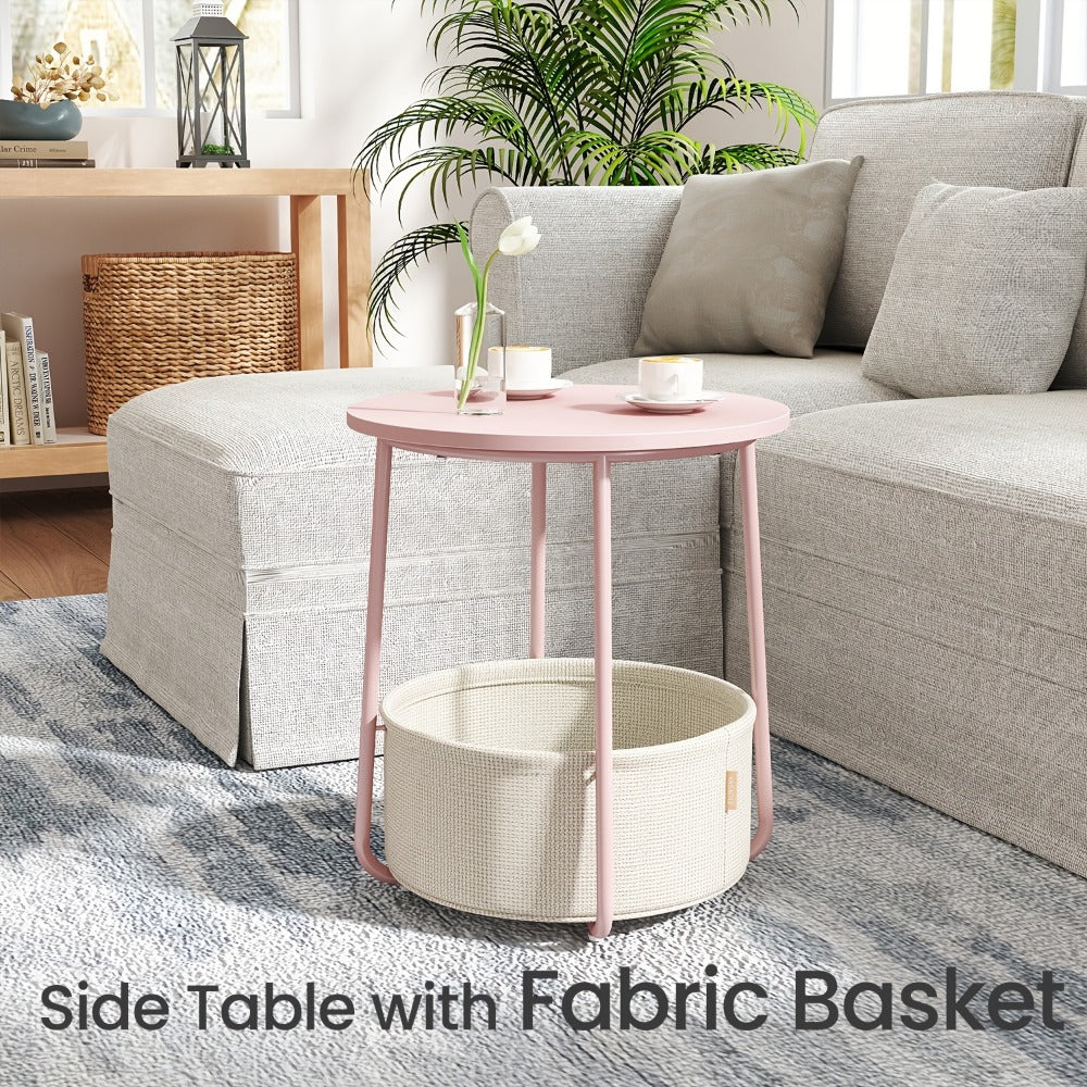 Round Fabric Side Table, Bedside End Table for Work, Display, and Everyday Use detail image - detail view 6