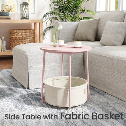 Round Fabric Side Table, Bedside End Table for Work, Display, and Everyday Use detail image - detail view 6