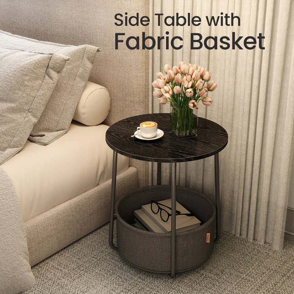 Round Fabric Side Table, Bedside End Table for Work, Display, and Everyday Use detail image - detail view 7