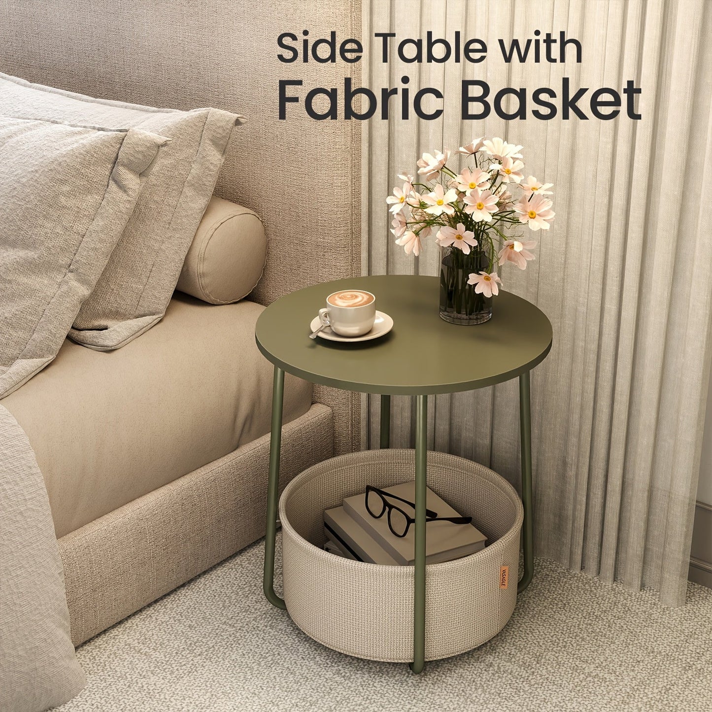 Side Table shown in the Green And White option