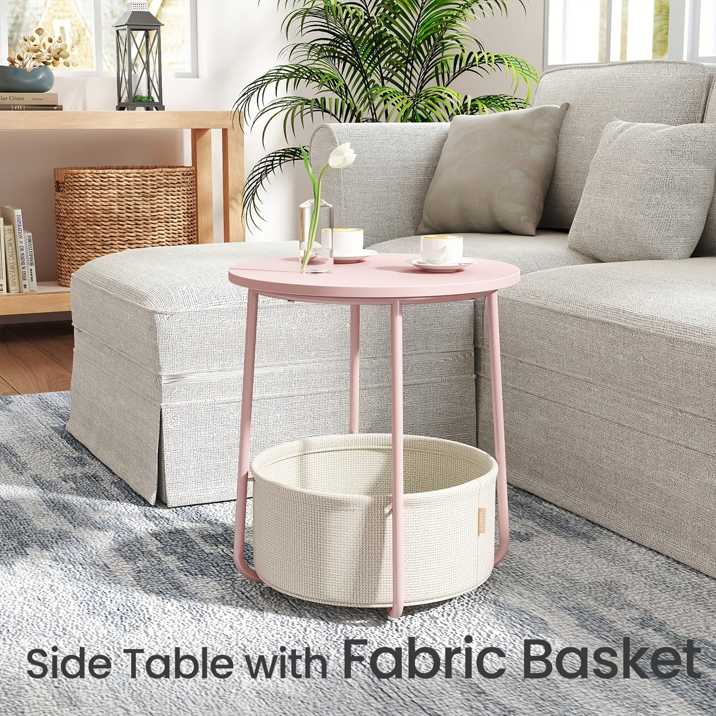 Side Table shown in the Pink And White option