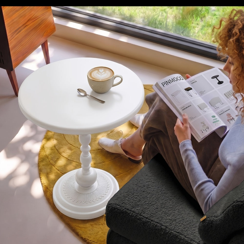 Round Metal Outdoor Side Table, Patio End Table for Outdoor Serving and Relaxation detail image - detail view 23